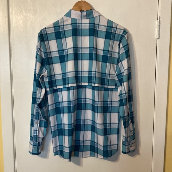 Field & Stream Men’s Teal Plaid Fishing Boating Long Sleeve Button Down Shirt - Picture 3 of 8